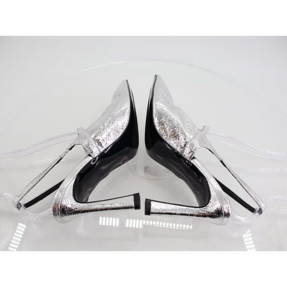 Steve Madden Grae Slingback Pump Silver Metallic Heels Size 8M Pointed Toe - Picture 6 of 13